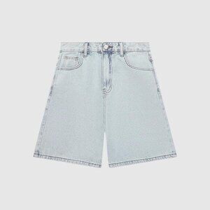 B.Sure Light Blue Simple Denim Shorts